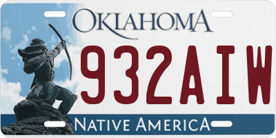 OK license plate 932AIW