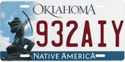 OK license plate 932AIY