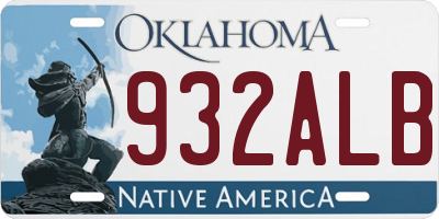 OK license plate 932ALB