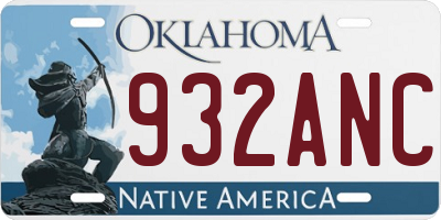 OK license plate 932ANC