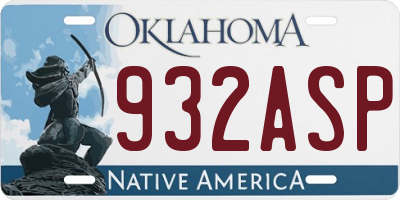 OK license plate 932ASP