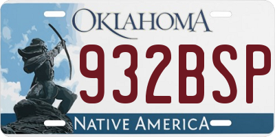 OK license plate 932BSP