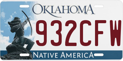 OK license plate 932CFW