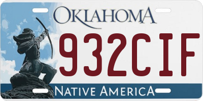 OK license plate 932CIF