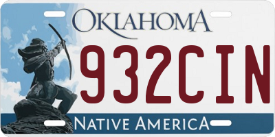 OK license plate 932CIN