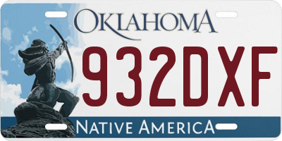 OK license plate 932DXF