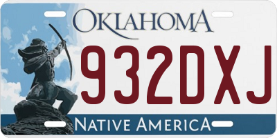 OK license plate 932DXJ