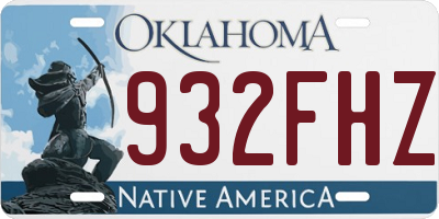 OK license plate 932FHZ