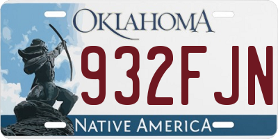 OK license plate 932FJN