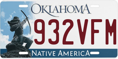 OK license plate 932VFM