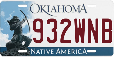 OK license plate 932WNB