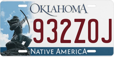 OK license plate 932ZOJ