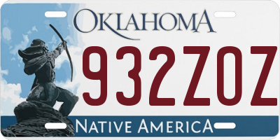 OK license plate 932ZOZ