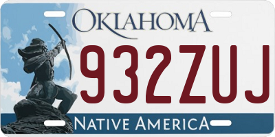 OK license plate 932ZUJ