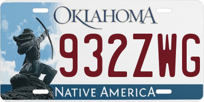 OK license plate 932ZWG