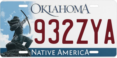 OK license plate 932ZYA