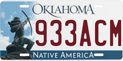 OK license plate 933ACM