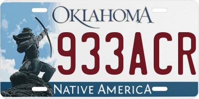 OK license plate 933ACR