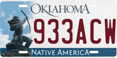 OK license plate 933ACW
