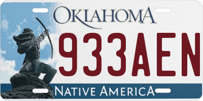 OK license plate 933AEN