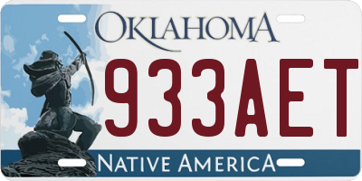 OK license plate 933AET