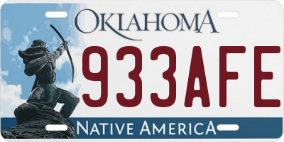 OK license plate 933AFE