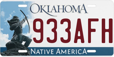 OK license plate 933AFH