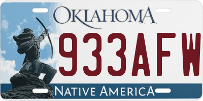 OK license plate 933AFW