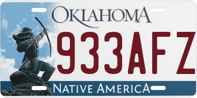 OK license plate 933AFZ