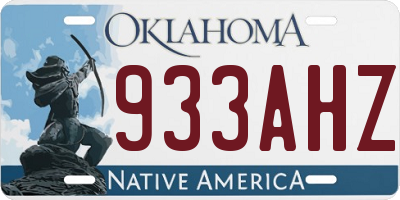 OK license plate 933AHZ