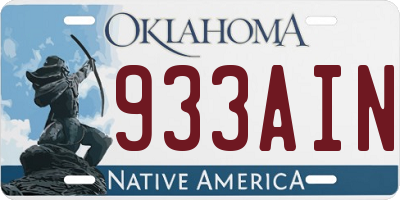 OK license plate 933AIN