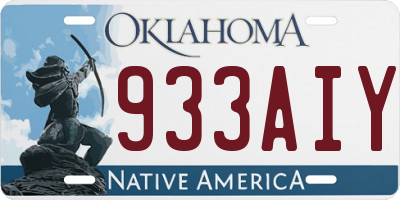 OK license plate 933AIY