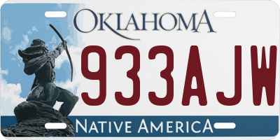 OK license plate 933AJW