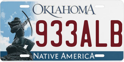 OK license plate 933ALB