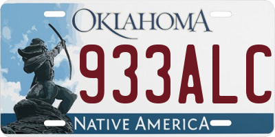 OK license plate 933ALC