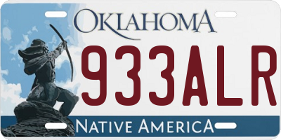OK license plate 933ALR