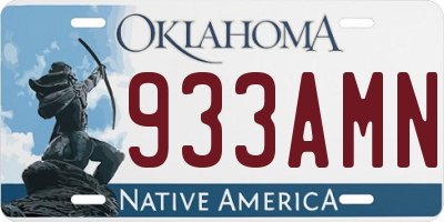 OK license plate 933AMN
