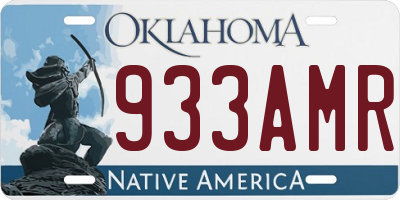 OK license plate 933AMR