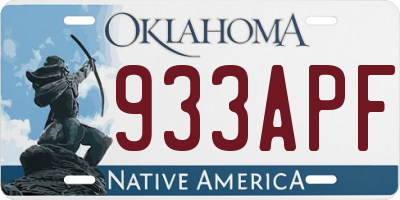 OK license plate 933APF
