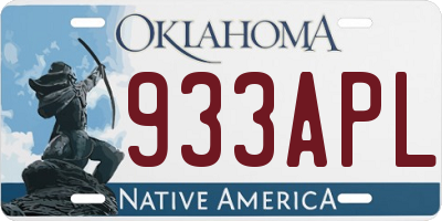 OK license plate 933APL