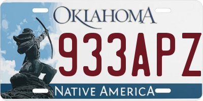 OK license plate 933APZ