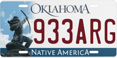 OK license plate 933ARG
