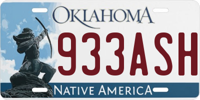 OK license plate 933ASH