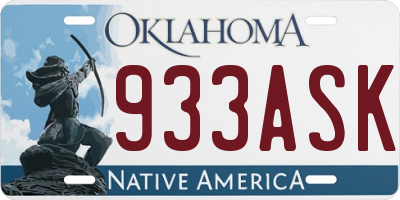 OK license plate 933ASK