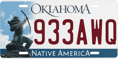 OK license plate 933AWQ