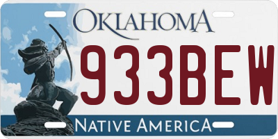 OK license plate 933BEW
