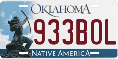 OK license plate 933BOL