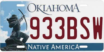 OK license plate 933BSW