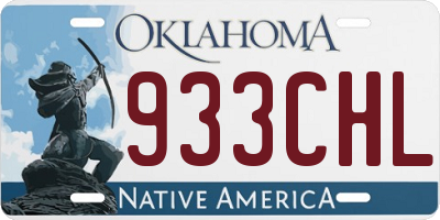 OK license plate 933CHL