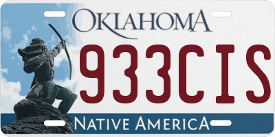 OK license plate 933CIS